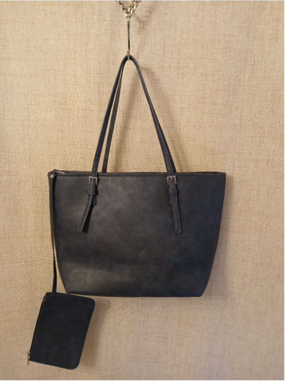 Urban Expressions Navy Tote Bag vegan leather